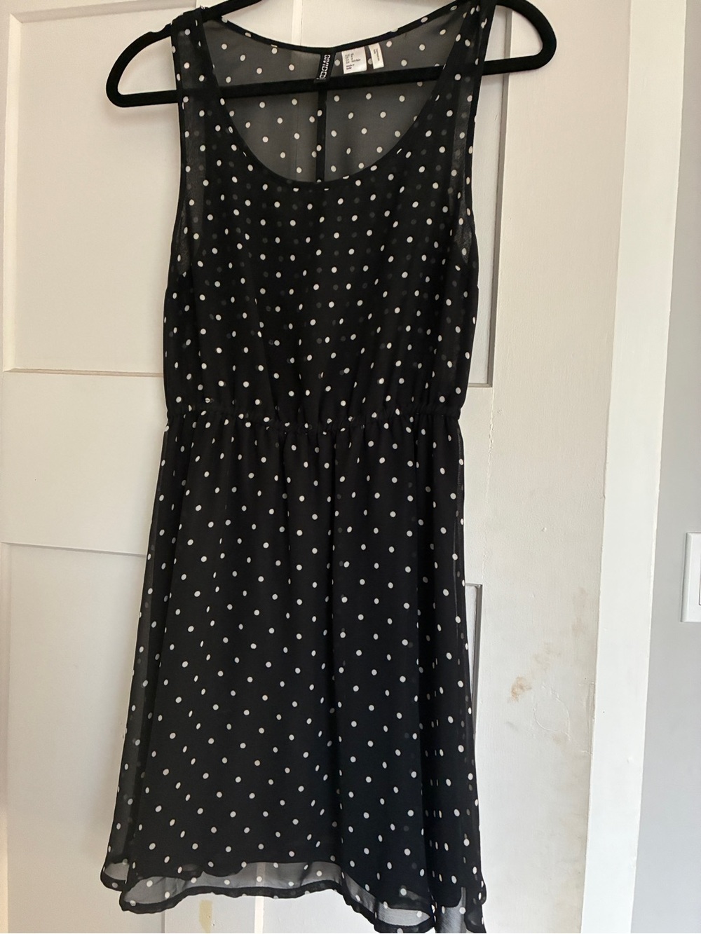 H&M Black Mini Dress with White Polka Dots